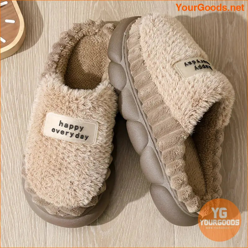 Womens Cozy Fleece Slippers with Festive Label - YourGoods Online Shop