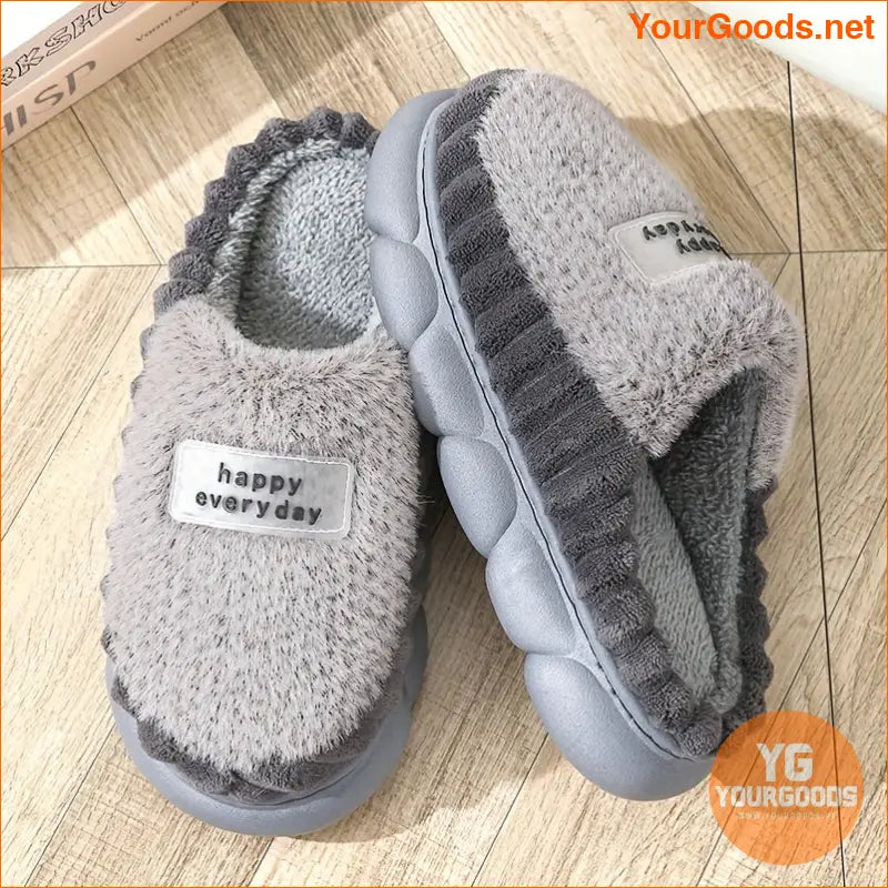 Womens Cozy Fleece Slippers with Festive Label - YourGoods Online Shop