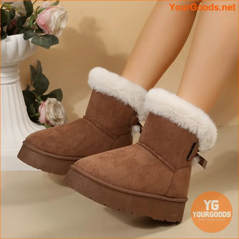 Womens Cozy Fluffy Platform Winter Boots with Thermal Lining - YourGoods Online Shop