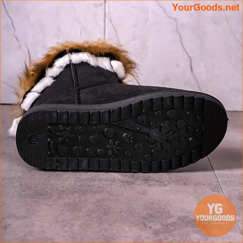 Womens Cozy FurLined Snow Boots with Flannel Upper - YourGoods Online Shop