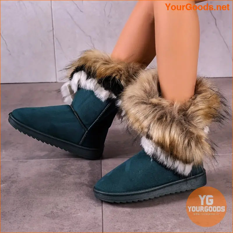 Womens Cozy FurLined Snow Boots with Flannel Upper - YourGoods Online Shop