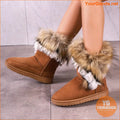 Womens Cozy FurLined Snow Boots with Flannel Upper - YourGoods Online Shop