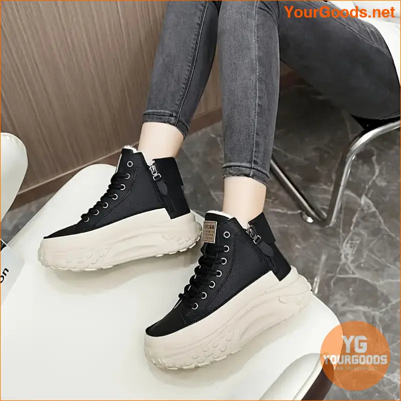 Womens Cozy LaceUp Platform Winter Boots - YourGoods Online Shop