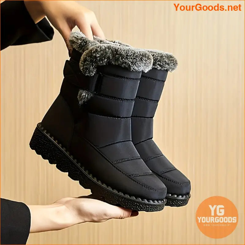 Womens Cozy MidCalf Plush Winter Boots - YourGoods Online Shop