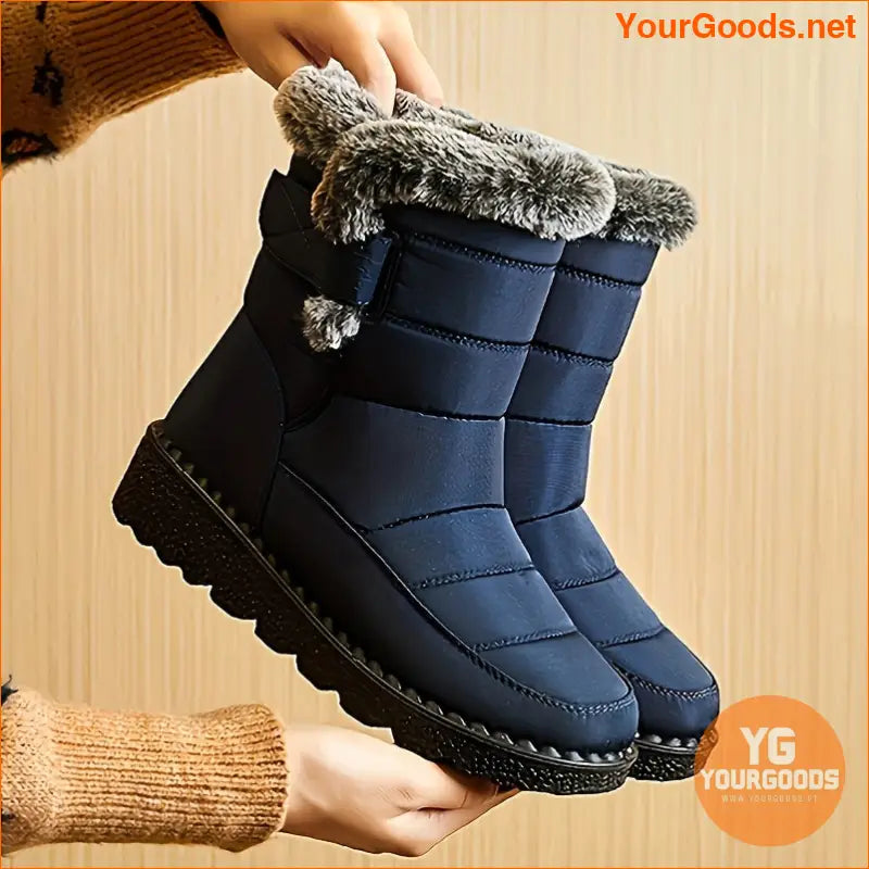 Womens Cozy MidCalf Plush Winter Boots - YourGoods Online Shop