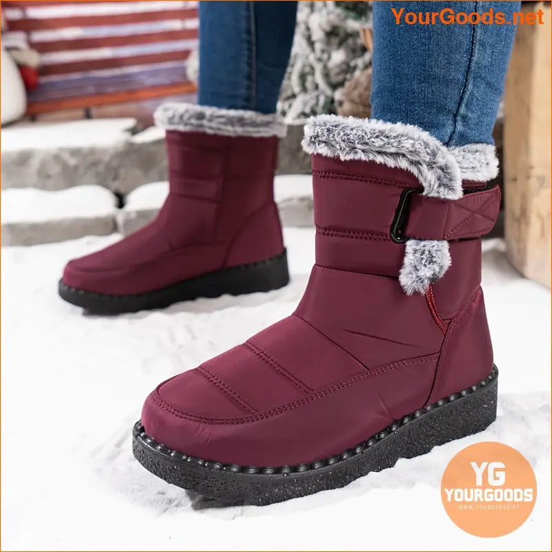 Womens Cozy MidCalf Plush Winter Boots - YourGoods Online Shop