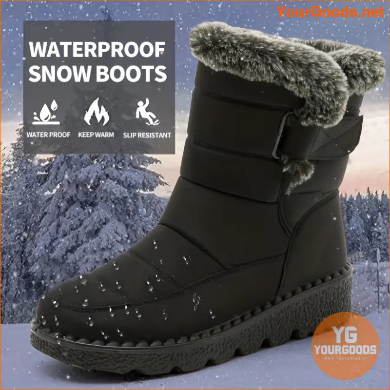 Womens Cozy MidCalf Plush Winter Boots - YourGoods Online Shop