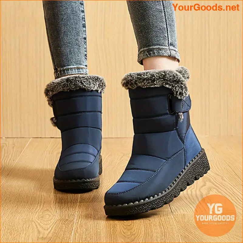 Womens Cozy MidCalf Plush Winter Boots - YourGoods Online Shop