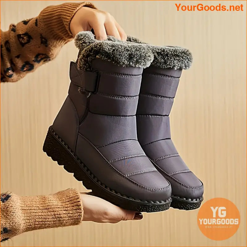 Womens Cozy MidCalf Plush Winter Boots - YourGoods Online Shop