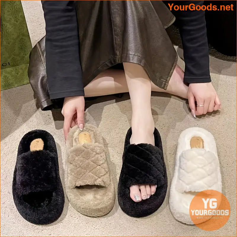 Womens Cozy Plush SlipOn Slippers with Cushioned Insole - YourGoods Online Shop