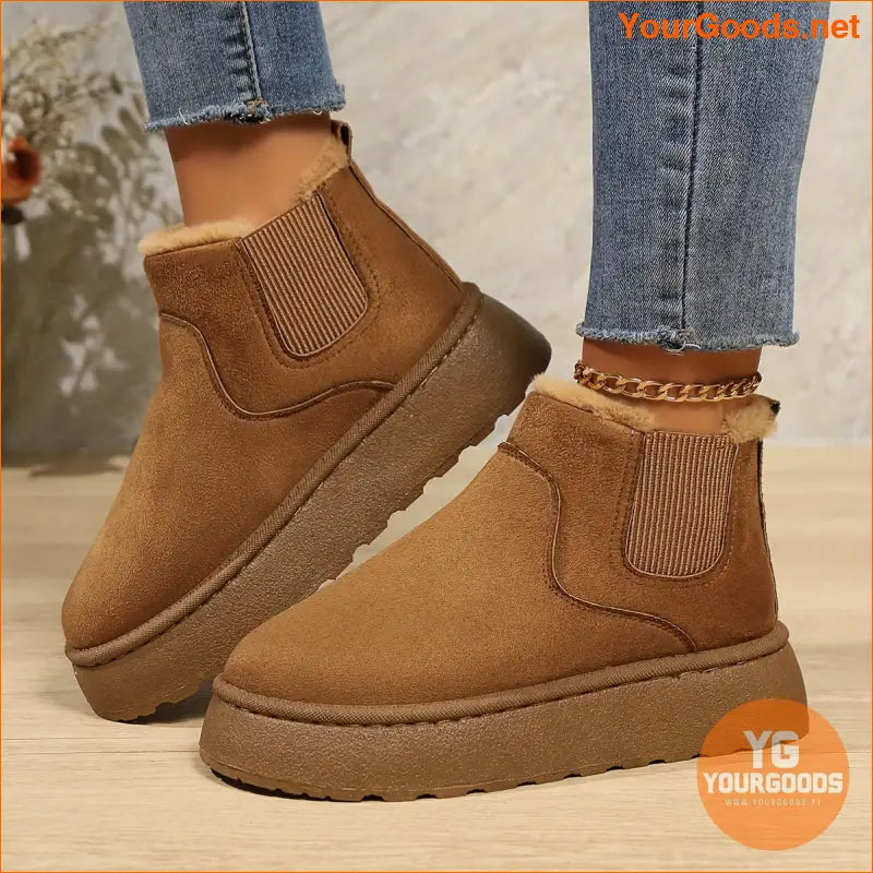 Womens Cozy PlushLined Platform Winter Boots - YourGoods Online Shop