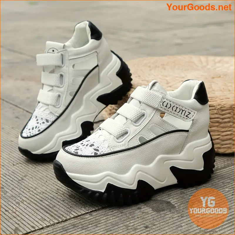 Women's Cutout Design Platform Sneakers, Casual Resistant Outdoor Shoes, Breathable & Comfortable Walking Shoes - YourGoods Online Shop