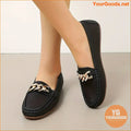 Womens Elegant SlipOn Loafers with Metallic Chain Accent - YourGoods Online Shop