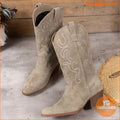 Womens Embroidered MidCalf Western Cowboy Boots - YourGoods Online Shop