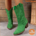 Womens Embroidered MidCalf Western Cowboy Boots - YourGoods Online Shop