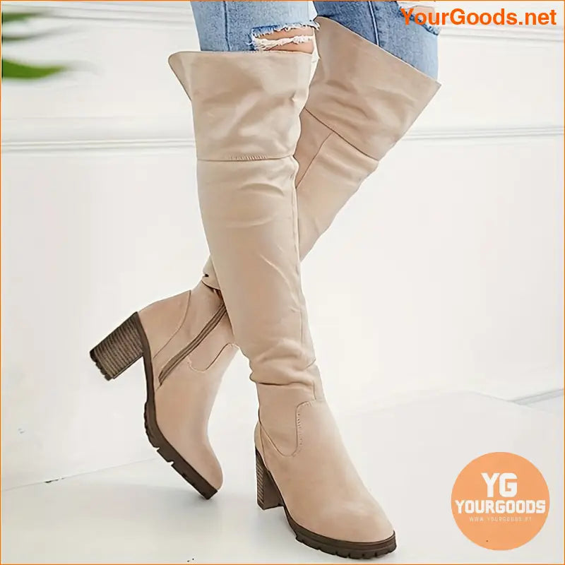 Womens Fashion Knee High Lug Sole Boots - YourGoods Online Shop