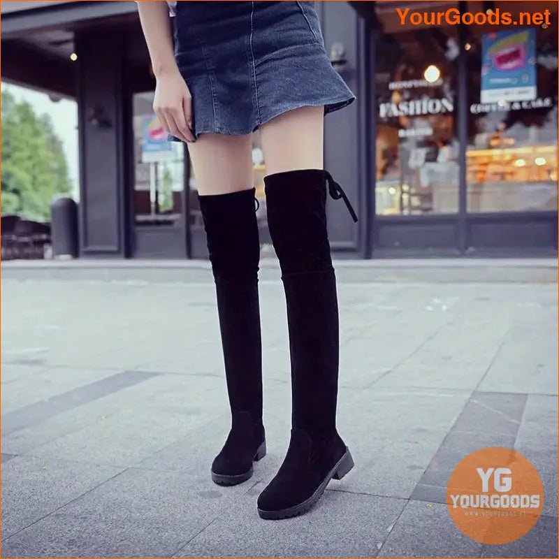 Womens Fashionable Over Knee Chunky Heel Boots - YourGoods Online Shop