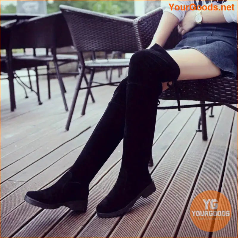 Womens Fashionable Over Knee Chunky Heel Boots - YourGoods Online Shop