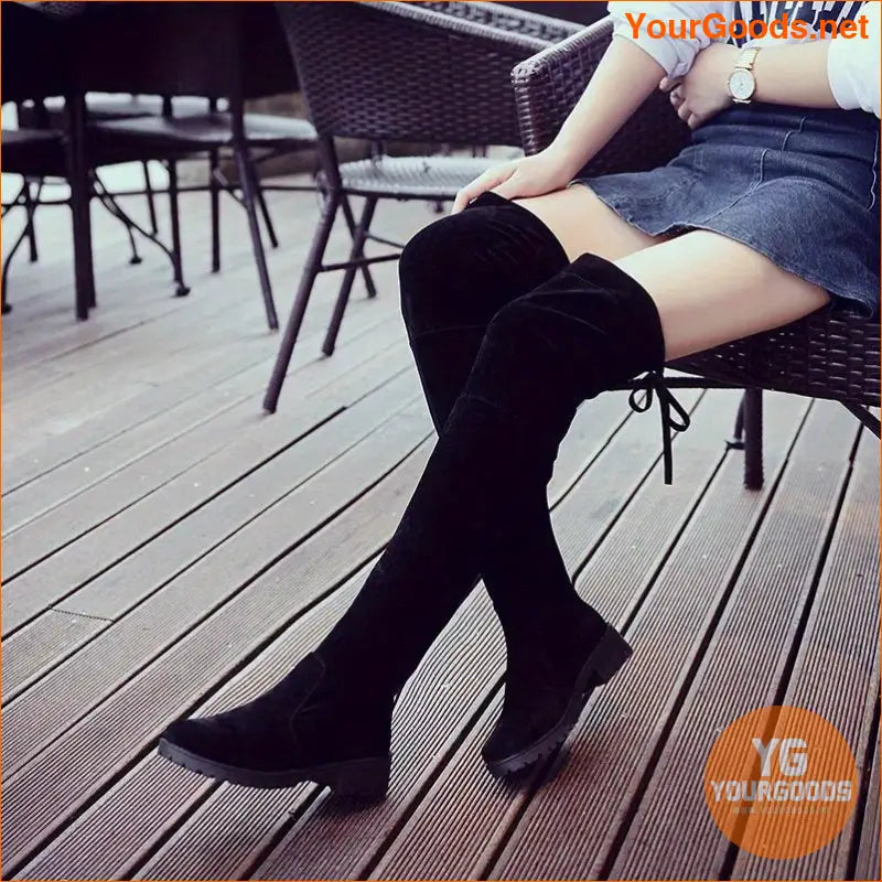 Womens Fashionable Over Knee Chunky Heel Boots - YourGoods Online Shop