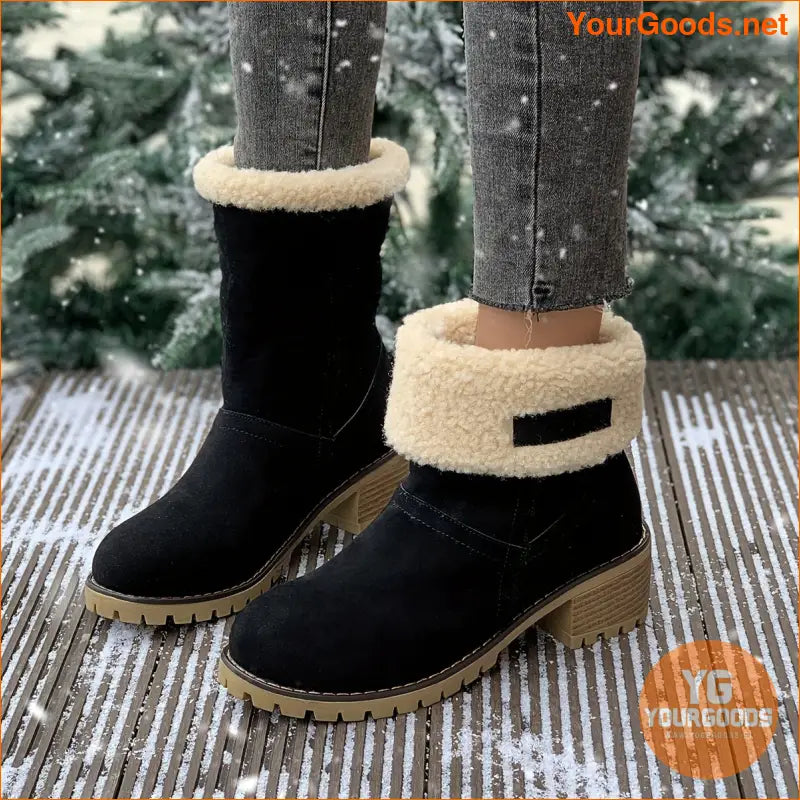 Womens Fluffy Platform Winter Boots Plush Lined - YourGoods Online Shop