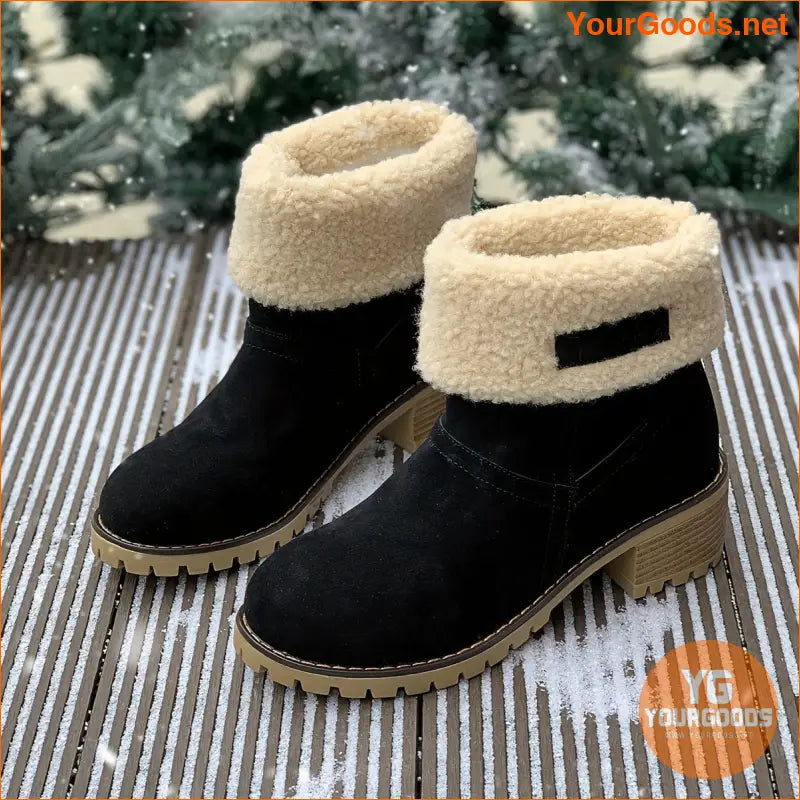 Womens Fluffy Platform Winter Boots Plush Lined - YourGoods Online Shop