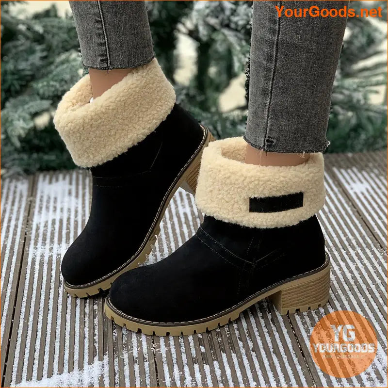 Womens Fluffy Platform Winter Boots Plush Lined - YourGoods Online Shop