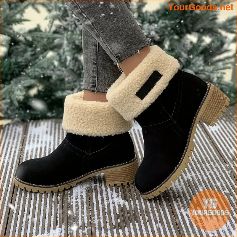 Womens Fluffy Platform Winter Boots Plush Lined - YourGoods Online Shop