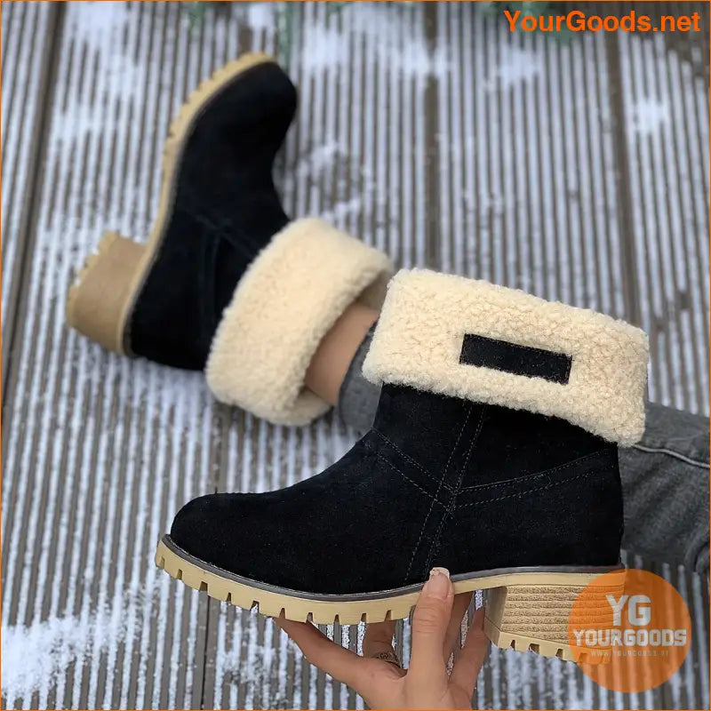 Womens Fluffy Platform Winter Boots Plush Lined - YourGoods Online Shop