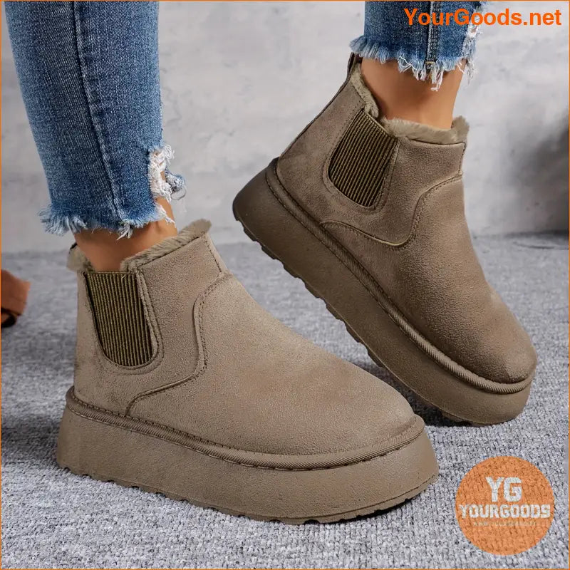 Womens Fluffy ThermalLined Platform Snow Boots - YourGoods Online Shop