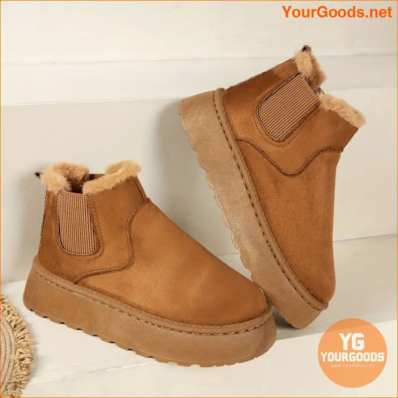 Womens Fluffy ThermalLined Platform Snow Boots - YourGoods Online Shop