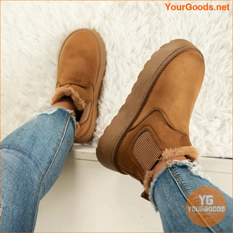 Womens Fluffy ThermalLined Platform Snow Boots - YourGoods Online Shop