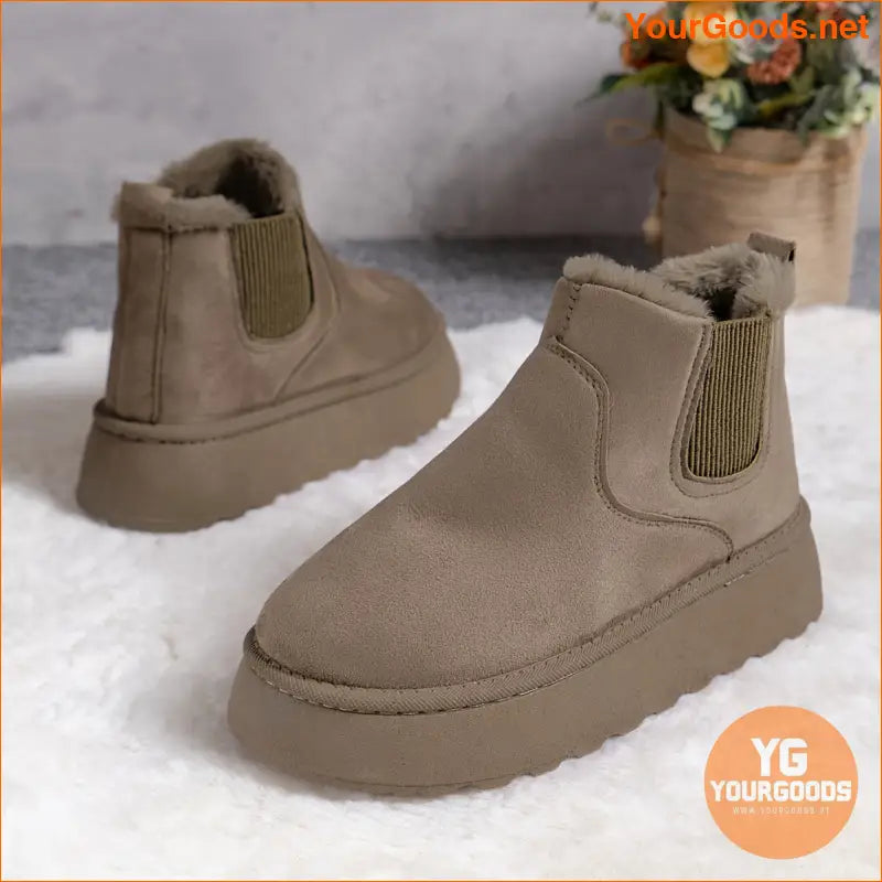 Womens Fluffy ThermalLined Platform Snow Boots - YourGoods Online Shop