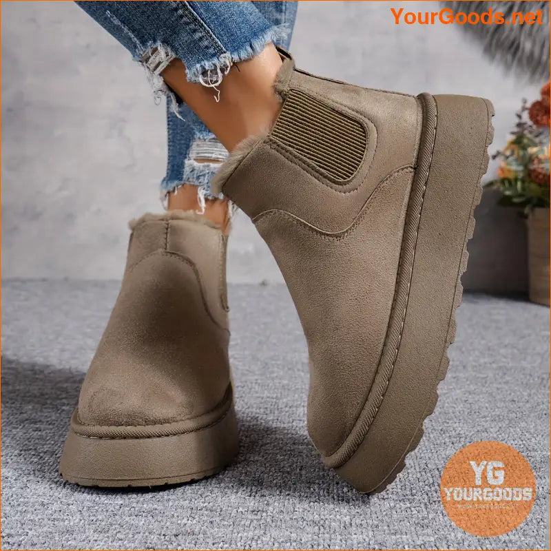 Womens Fluffy ThermalLined Platform Snow Boots - YourGoods Online Shop