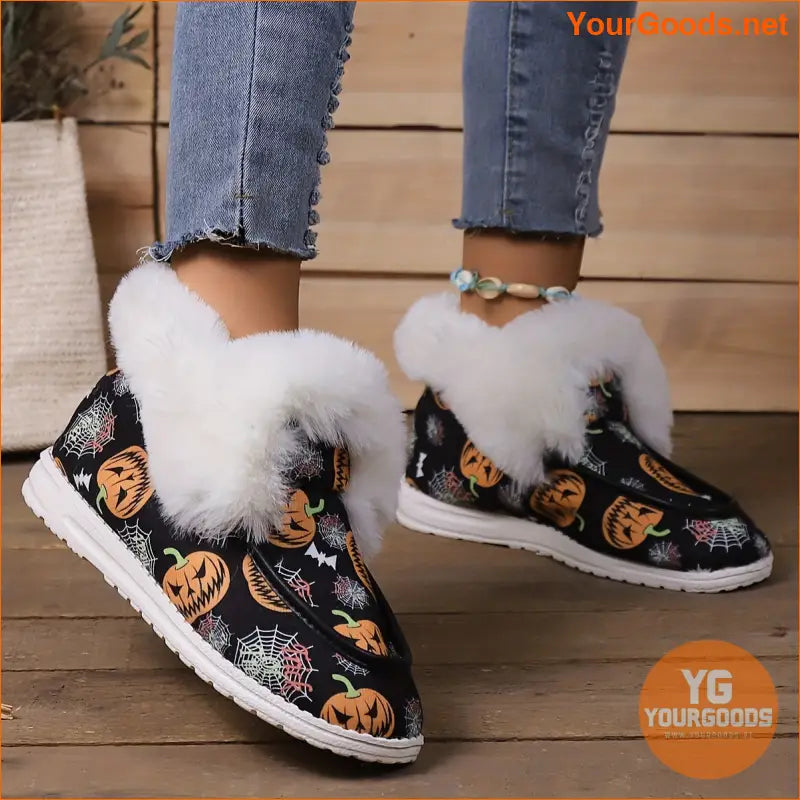 Womens Ghost Face Pumpkin Fluffy Canvas Sneakers - YourGoods Online Shop