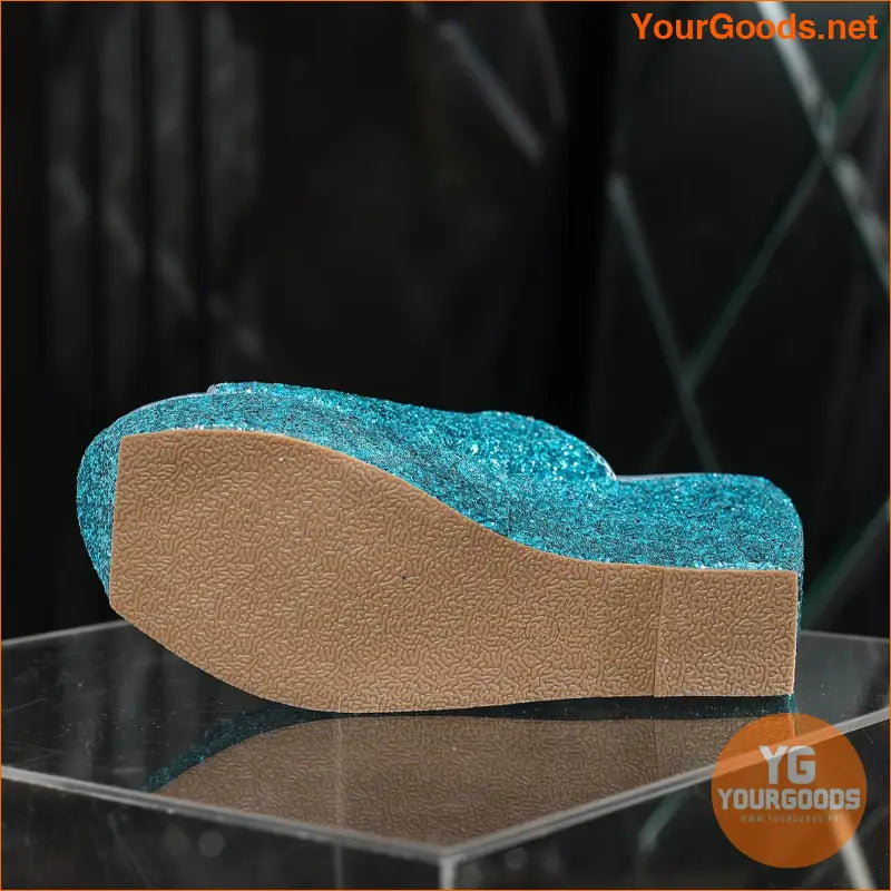 Womens Glitter Sequin Platform Wedge Peep Toe Heels - YourGoods Online Shop