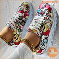 Women's Graffiti Pattern Sneakers, Casual Lace Up Outdoor Shoes, Comfortable Low Top Sport Shoes - YourGoods Online Shop