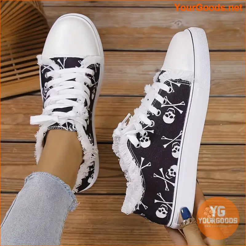 Womens Halloween Graffiti LaceUp Sneakers Lightweight Comfy Flats - YourGoods Online Shop