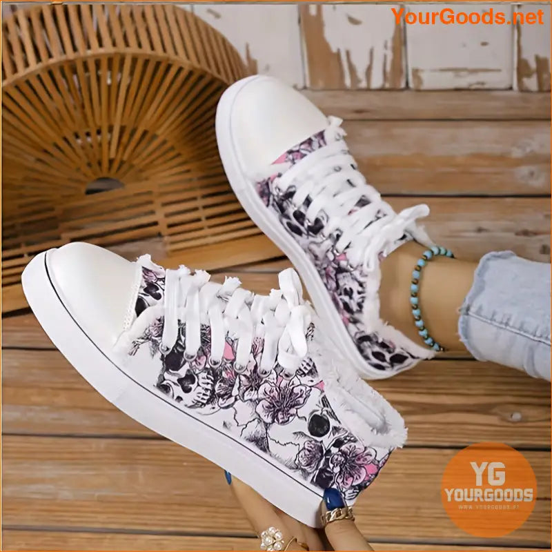 Womens Halloween Graffiti LaceUp Sneakers Lightweight Comfy Flats - YourGoods Online Shop