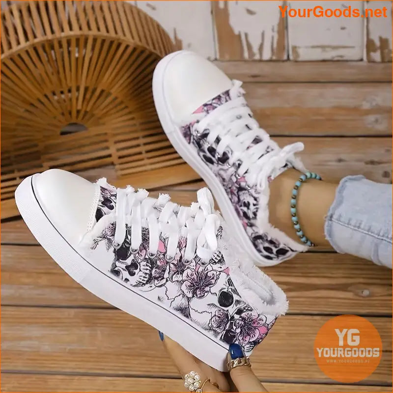 Womens Halloween Graffiti LaceUp Sneakers Lightweight Comfy Flats - YourGoods Online Shop