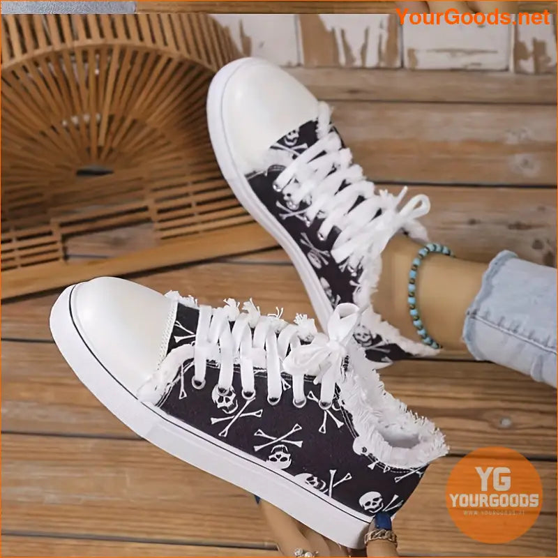 Womens Halloween Graffiti LaceUp Sneakers Lightweight Comfy Flats - YourGoods Online Shop