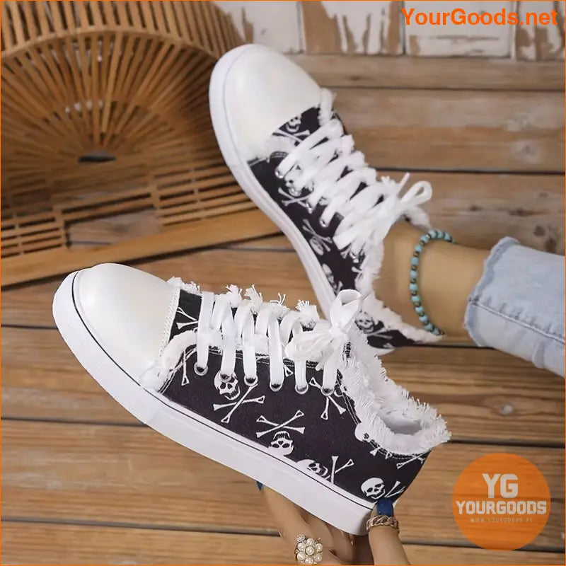 Womens Halloween Graffiti LaceUp Sneakers Lightweight Comfy Flats - YourGoods Online Shop