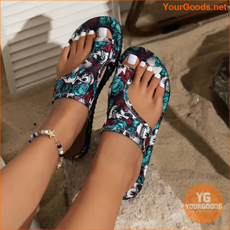 Womens Halloween Skull OpenToe Sandals Summer Fashion - YourGoods Online Shop