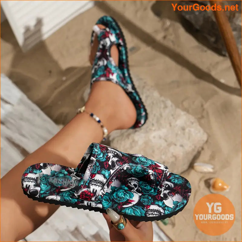 Womens Halloween Skull OpenToe Sandals Summer Fashion - YourGoods Online Shop