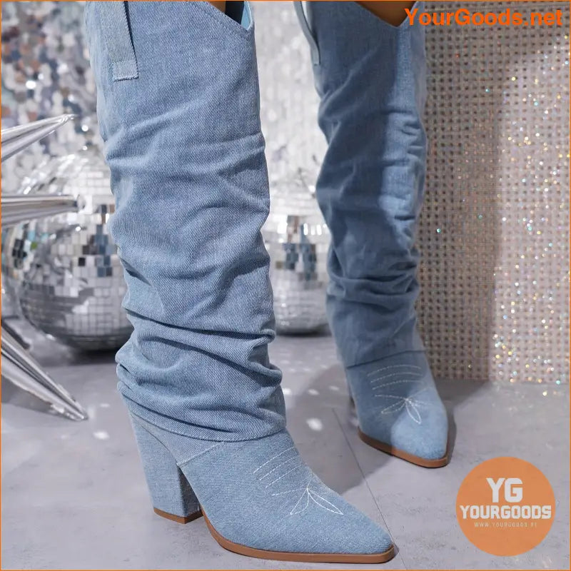 Womens High Heel SlipOn Cowboy Boots Comfortable Stylish - YourGoods Online Shop