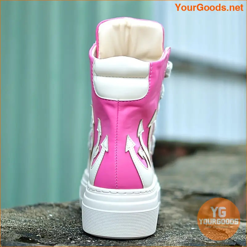 Women's High-Top Flame Sneakers, Fashion Platform Casual Shoes With Heel, Soft Sole Sporty Style - YourGoods Online Shop