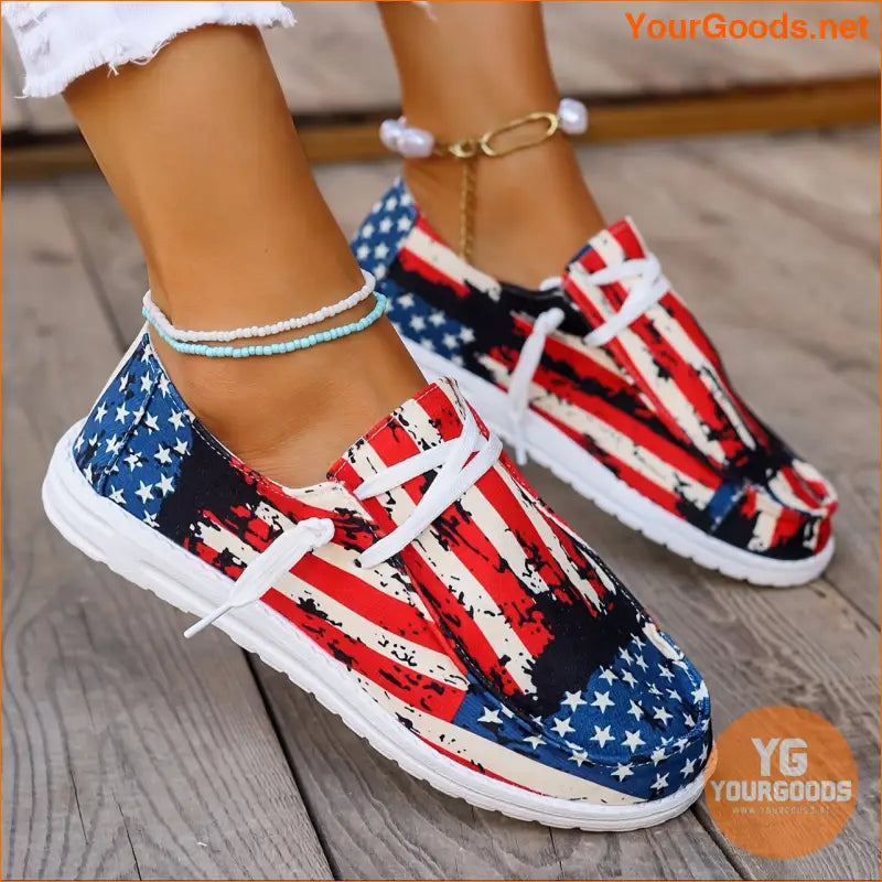 Womens Independence Day Lightweight LaceUp Sneakers - YourGoods Online Shop