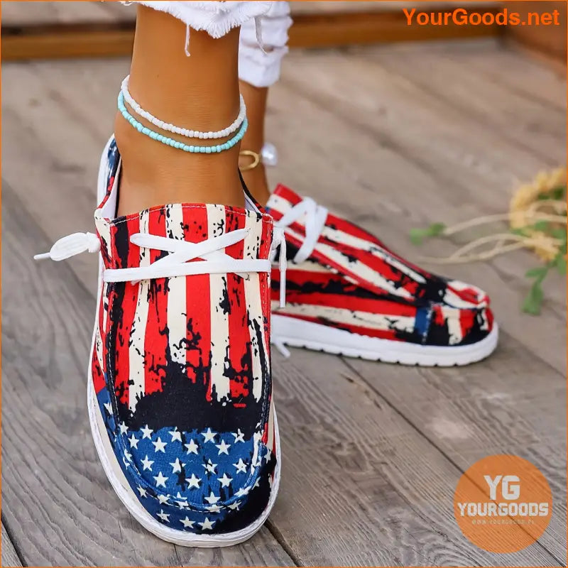 Womens Independence Day Lightweight LaceUp Sneakers - YourGoods Online Shop