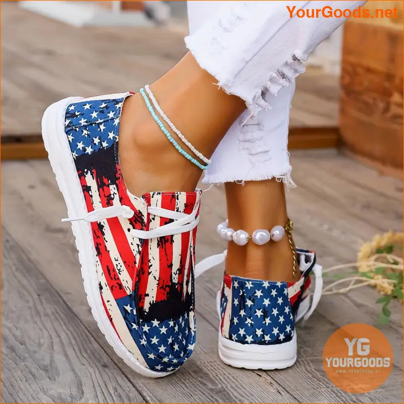 Womens Independence Day Lightweight LaceUp Sneakers - YourGoods Online Shop