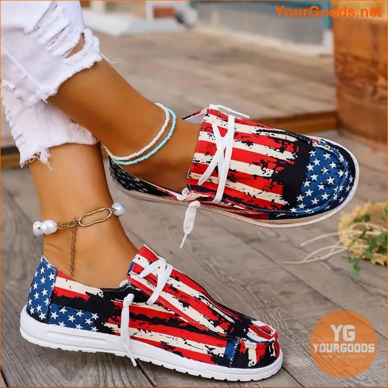 Womens Independence Day Lightweight LaceUp Sneakers - YourGoods Online Shop