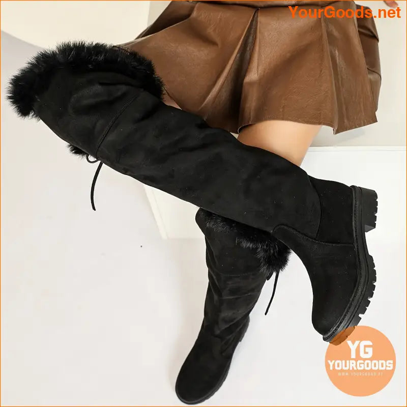 Womens Knee High Thermal Snow Boots NonSlip Warm Soft Sole - YourGoods Online Shop